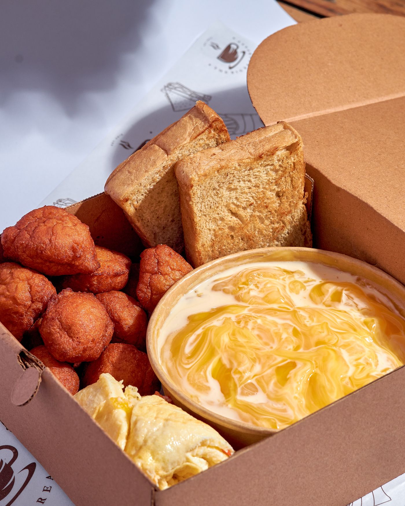Prepared breakfast boxes arranged for delivery